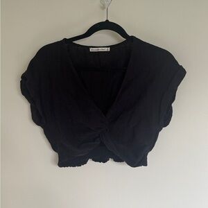 Abercrombie & Fitch Black Cropped Gauzy Top